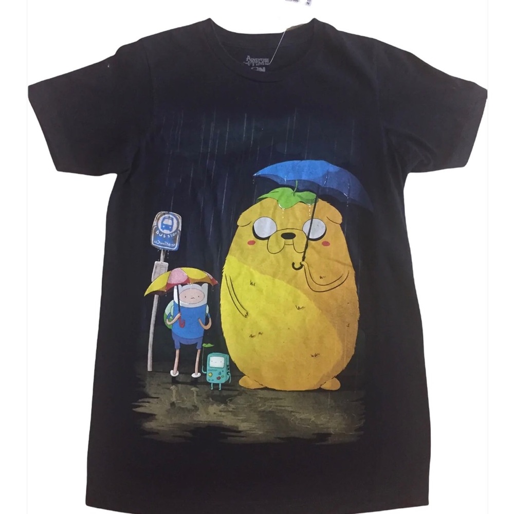 Adventure Time Finn And Jake Black Top Unisex Small T-shirt